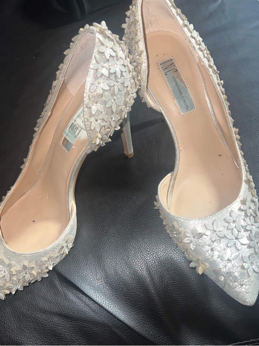 INC International Concepts Champaign Floral Embellished Pointed-Toe Heels